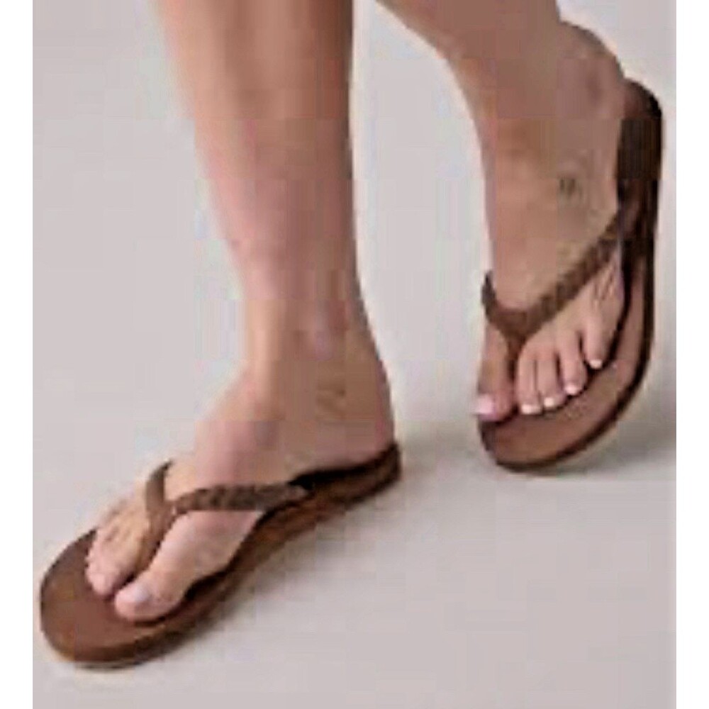 Brown Braided Straps Flat Flip Flops Fashion Sandals Boho Cottagecore Size 11